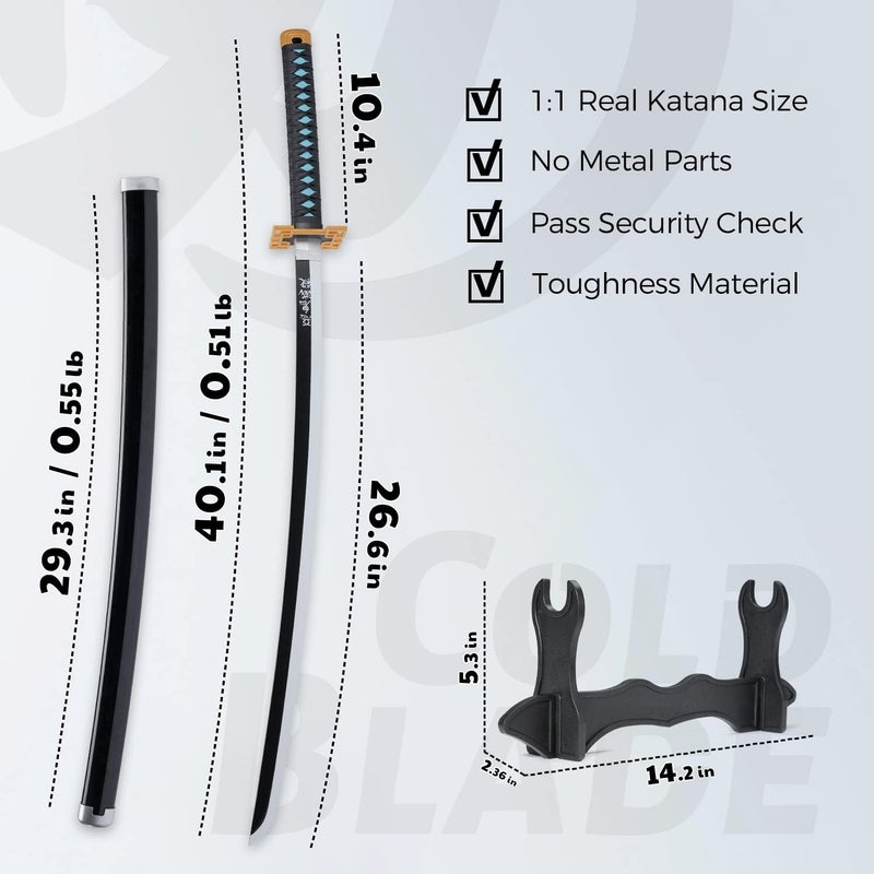Cold Blade Demon Katana - 41 Inch Anime Replica with Belt and Stand - Durable Sword Perfect for Cosplay - Nichirin Sword with Authentic Design - Image 4